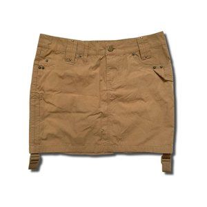 Brown Utility Cargo Mini Skirt